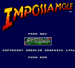 Impossamole title screen for TurboGrafx-16
